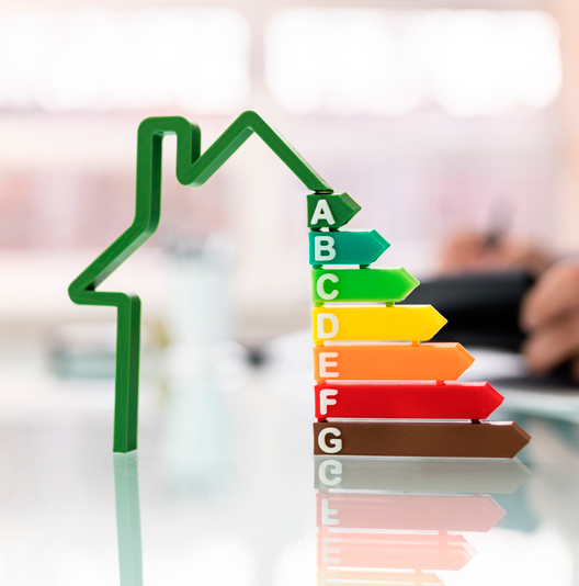 Logo de maison avec divers niveau démontrant l'audit énergétique